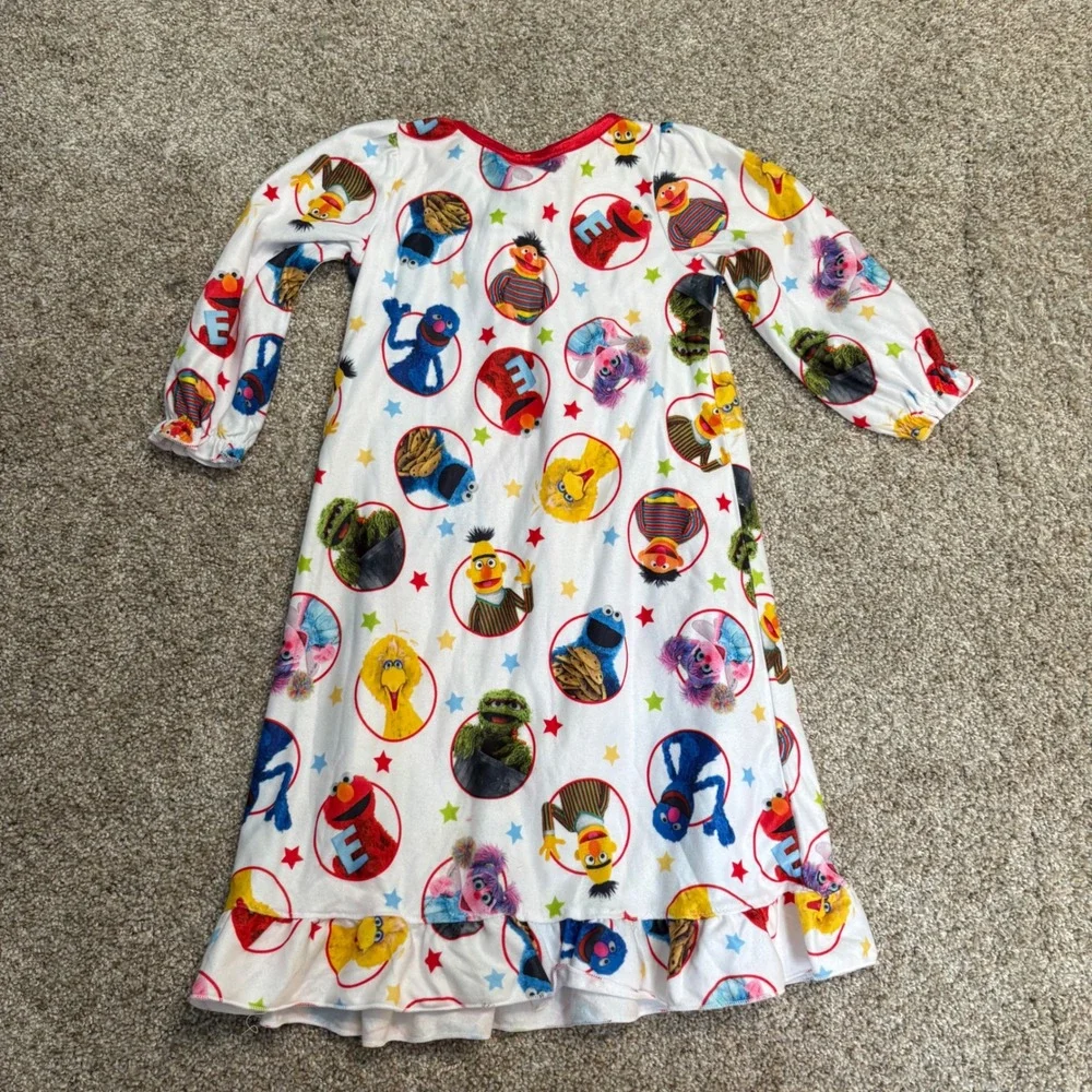 Sesame Street Nightgown Girls 24M White Elmo Cookie Monster Character Print NWT